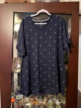 Old Navy Navy V-Neck Short Sleeve Tee with White Micro Motif